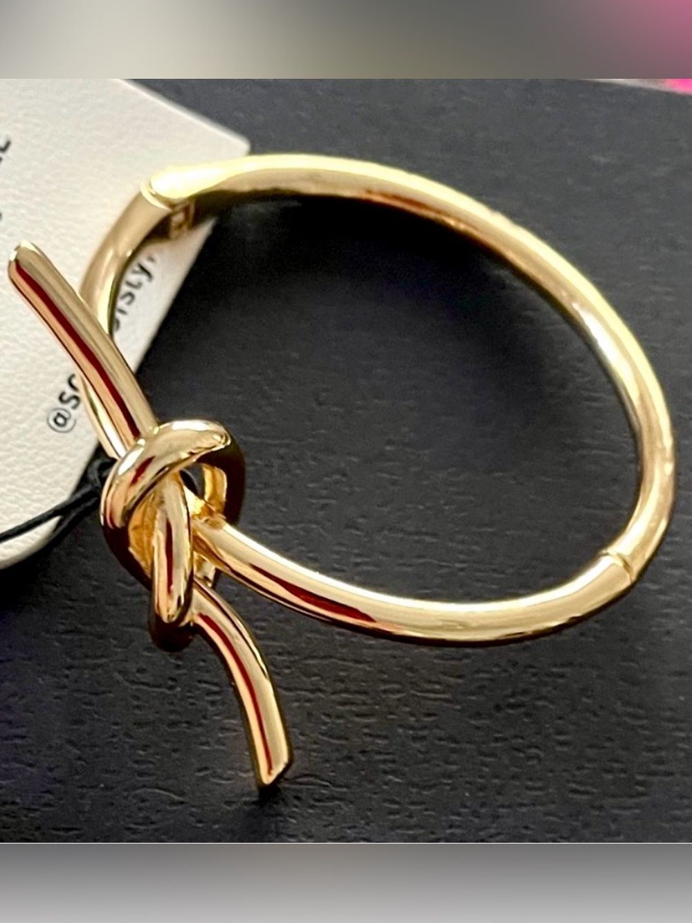 NWT Gorgeous Song of Style Aimee Gold Knot Hinged Bangle Sculptural Bracelet
